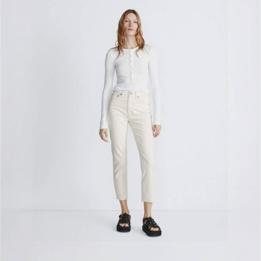 RAG & BONE Nina High rise Ankle Cigarette Leg Jeans Ecru